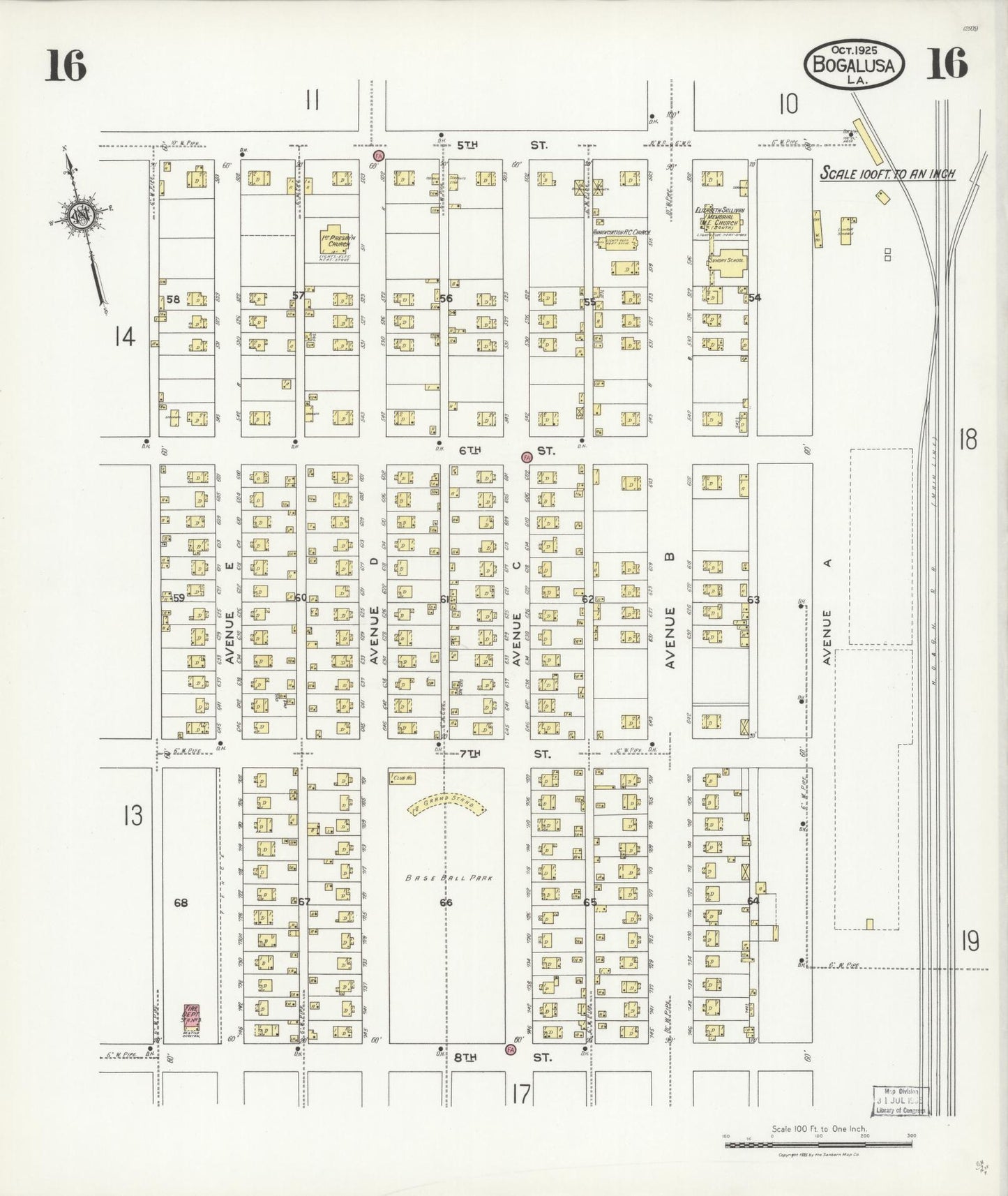 Sanborn Fire Insurance Map from Bogalusa, Washington Parish, Louisiana (1925), Sheet #0016 - Complete Map Set gallery image, historic Sanborn map, vintage wall art, Louisiana Louisiana
