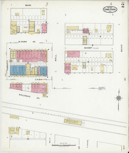 Sanborn Fire Insurance Map from Iowa Park, Wichita County, Texas (1921), Sheet #0002 - Historic Sanborn Fire Insurance Map Print, vintage old map wall art