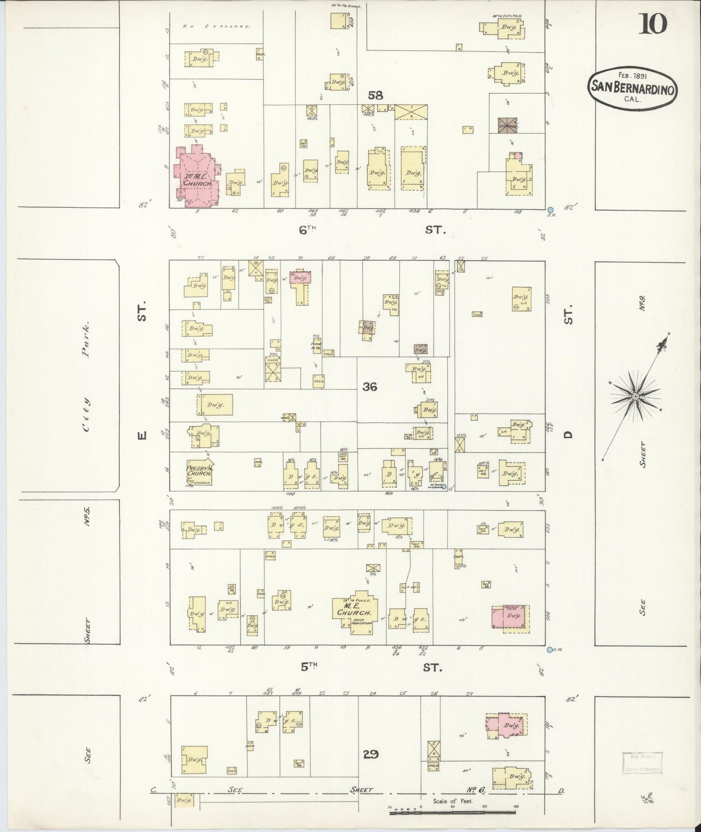 Sanborn Fire Insurance Map from San Bernardino, San Bernardino County, California (1891), Sheet #0010 - Complete Map Set gallery image, historic Sanborn map, vintage wall art, California California