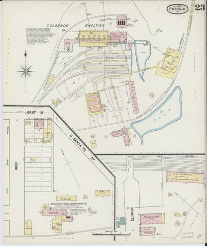 Sanborn Fire Insurance Map from Pueblo, Pueblo County, Colorado (1889), Sheet #0023 - Complete Map Set gallery image, historic Sanborn map, vintage wall art, Colorado Colorado