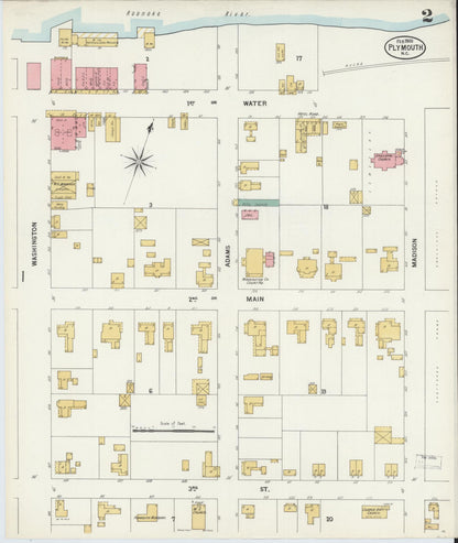 Sanborn Fire Insurance Map from Plymouth, Washington County, North Carolina (1900), Sheet #0002 - Historic Sanborn Fire Insurance Map Print, vintage old map wall art, antique decor, genealogy gift, North Carolina North Carolina map