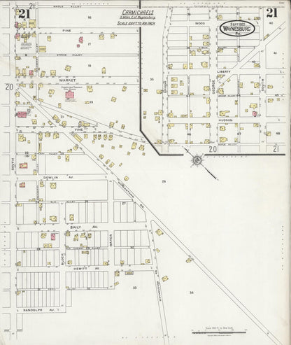 Sanborn Fire Insurance Map from Waynesburg, Greene County, Pennsylvania (1925), Sheet #0021 - Complete Map Set gallery image, historic Sanborn map, vintage wall art, Pennsylvania Pennsylvania