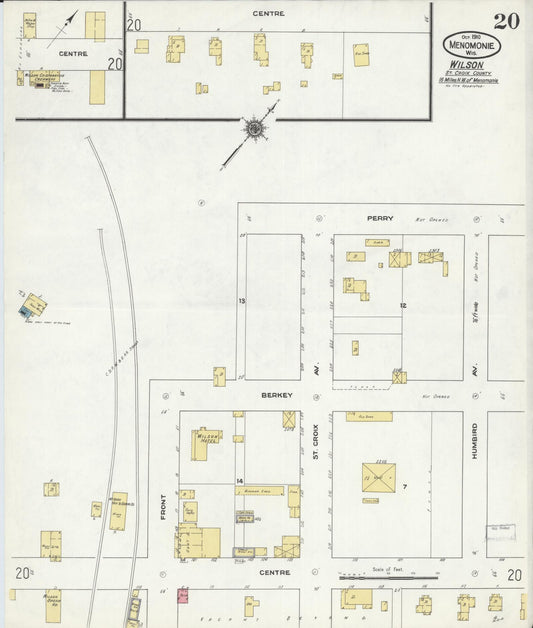 Sanborn Fire Insurance Map from Menomonie, Dunn County, Wisconsin (1910), Sheet #0020 - Historic Sanborn Fire Insurance Map Print, vintage old map wall art, antique decor, genealogy gift, Wisconsin Wisconsin map