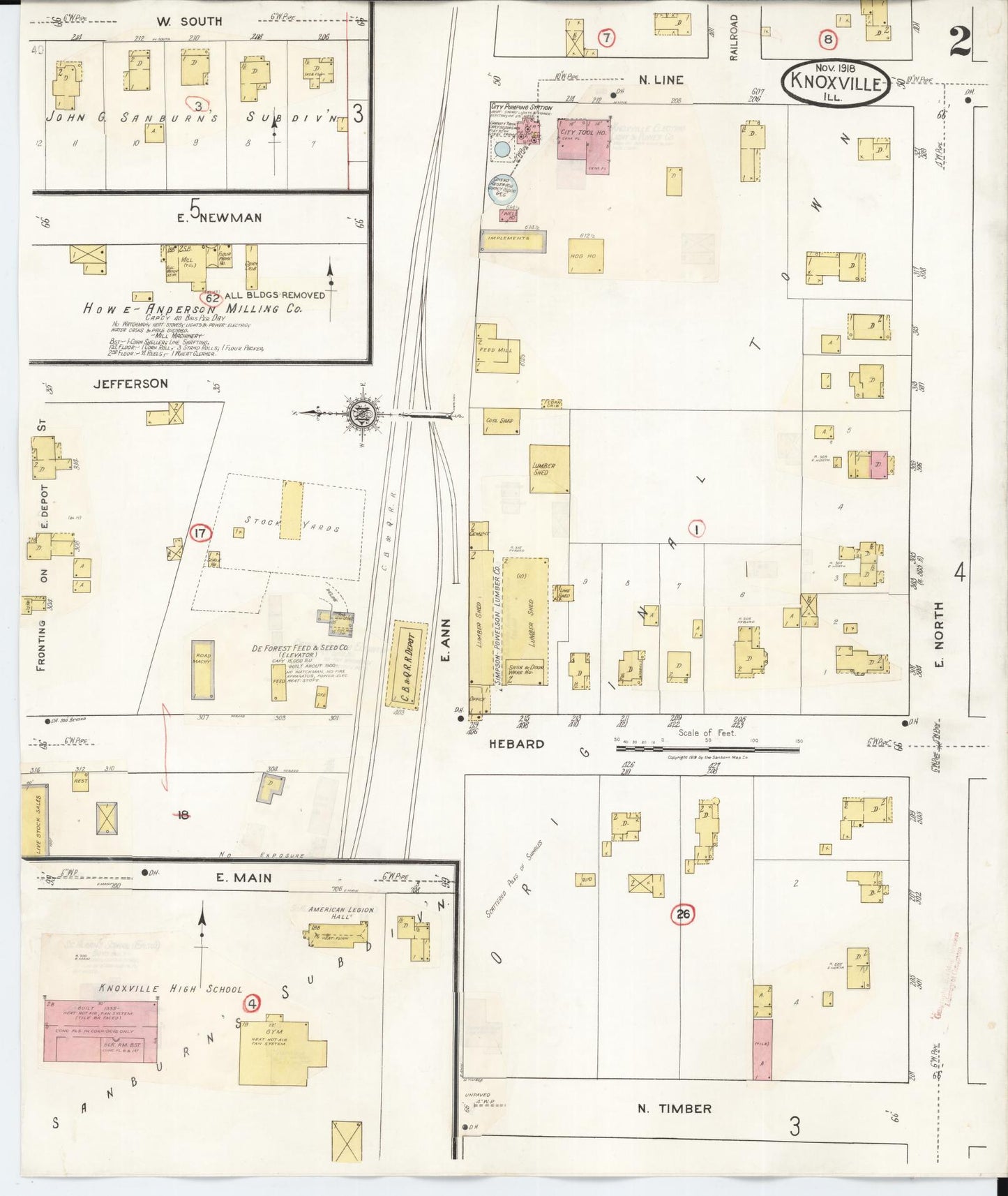 Sanborn Fire Insurance Map from Knoxville, Knox County, Illinois (1944), Sheet #0002 - Complete Map Set gallery image, historic Sanborn map, vintage wall art, Illinois Illinois