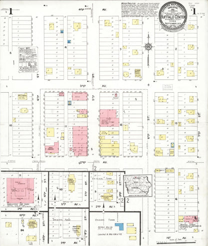 Sanborn Fire Insurance Map from Buffalo Center, Winnebago County, Iowa (1923), Sheet #0001 - Historic Sanborn Fire Insurance Map Print