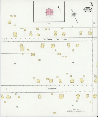 Sanborn Fire Insurance Map from Palmer, Ellis County, Texas (1921), Sheet #0005 - Historic Sanborn Fire Insurance Map Print, vintage old map wall art, antique decor, genealogy gift, Texas Texas map