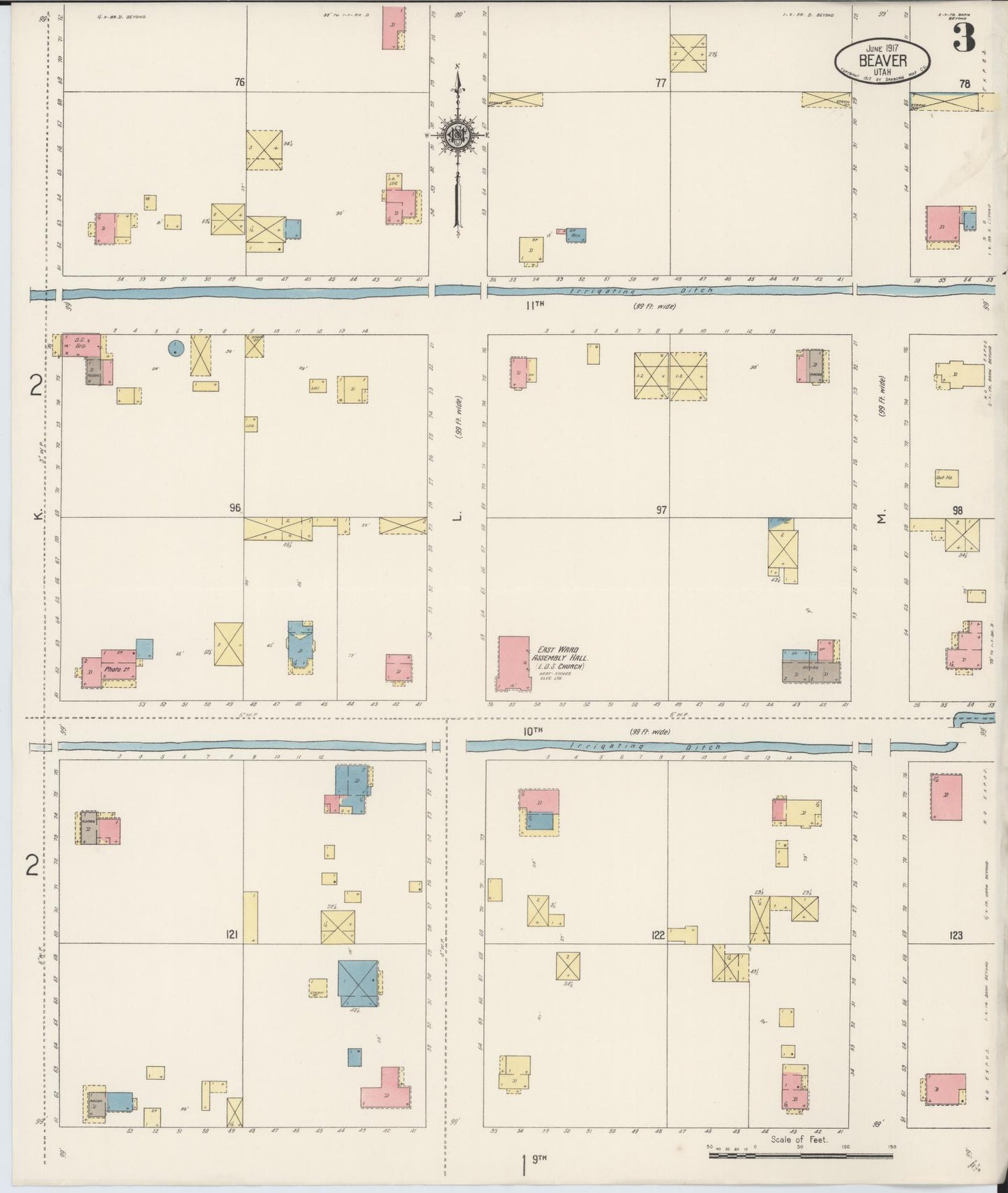 Sanborn Fire Insurance Map from Beaver, Beaver County, Utah (1917), Sheet #0003 - Complete Map Set gallery image, historic Sanborn map, vintage wall art, Utah Utah