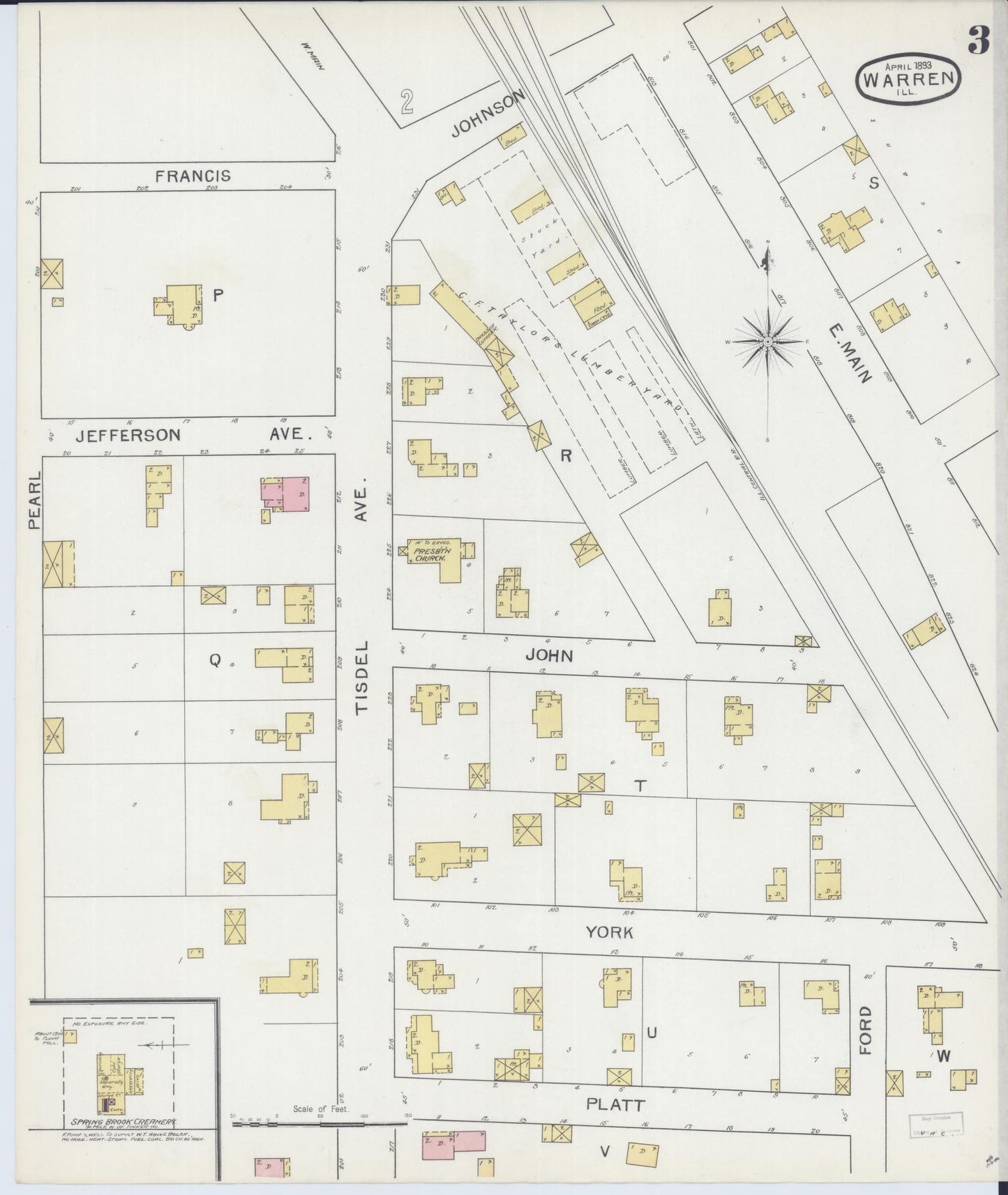 Sanborn Fire Insurance Map from Warren, Jo Daviess County, Illinois (1893), Sheet #0003 - Complete Map Set gallery image, historic Sanborn map, vintage wall art, Illinois Illinois