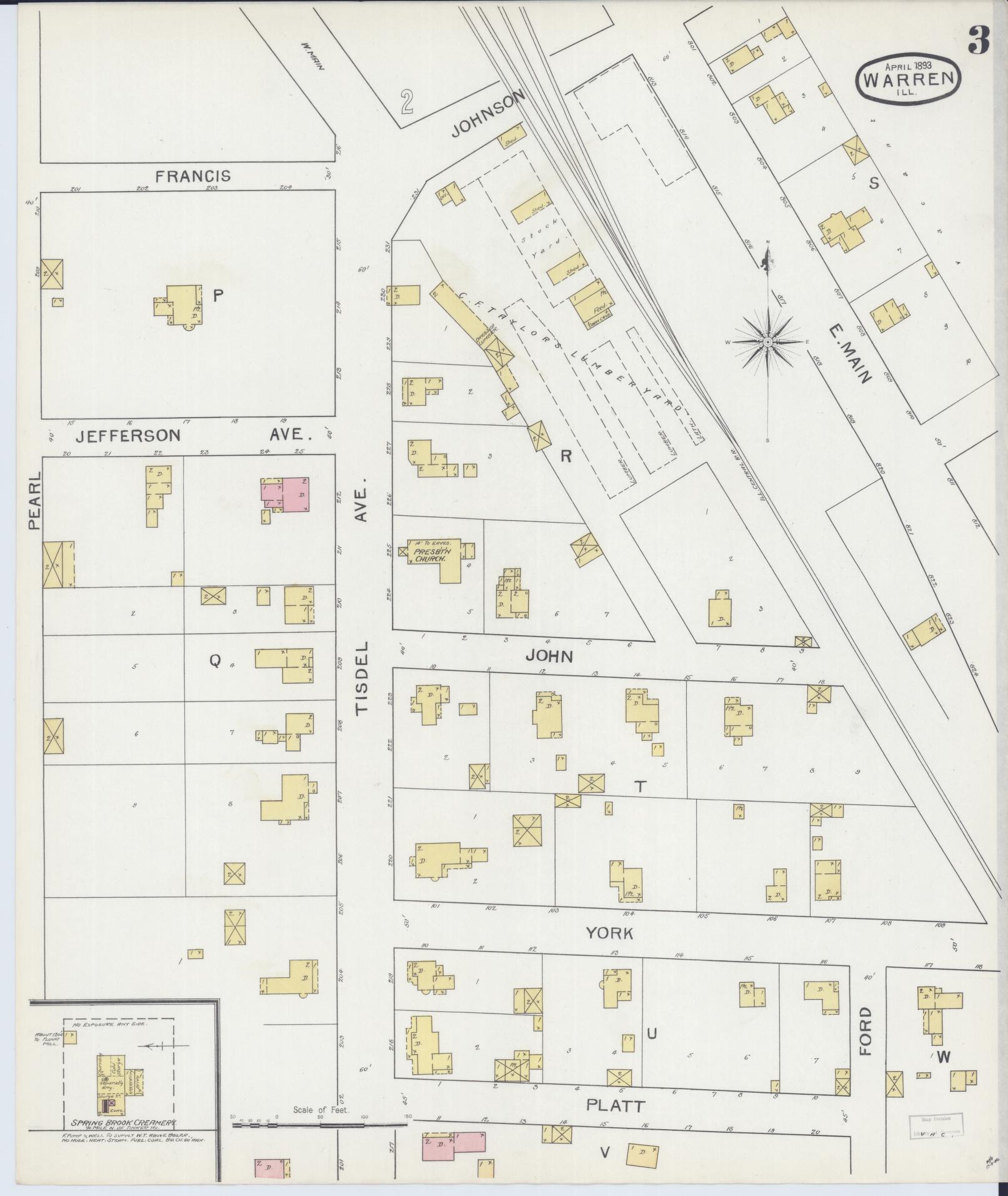 Sanborn Fire Insurance Map from Warren, Jo Daviess County, Illinois (1893), Sheet #0003 - Complete Map Set gallery image, historic Sanborn map, vintage wall art, Illinois Illinois