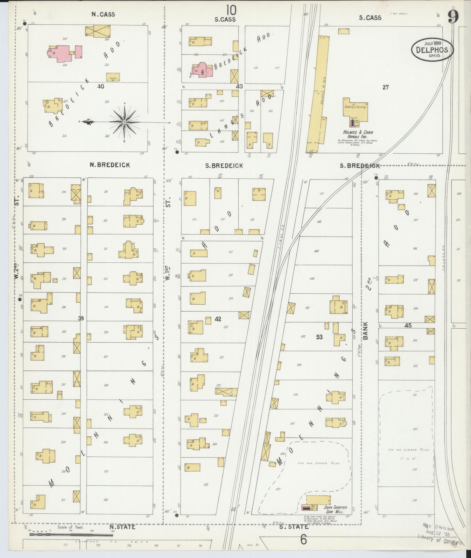 Sanborn Fire Insurance Map from Delphos, Van Wert And Allen Counties, Ohio (1899), Sheet #0009 - Historic Sanborn Fire Insurance Map Print, vintage old map wall art, antique decor, genealogy gift, Ohio Ohio map