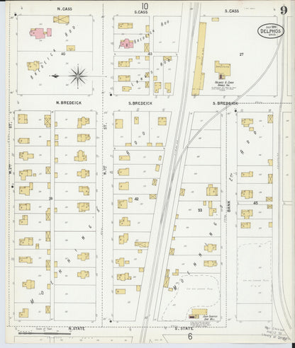 Sanborn Fire Insurance Map from Delphos, Van Wert And Allen Counties, Ohio (1899), Sheet #0009 - Historic Sanborn Fire Insurance Map Print, vintage old map wall art, antique decor, genealogy gift, Ohio Ohio map