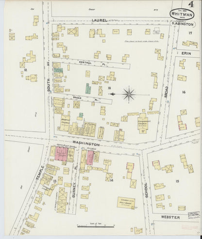 Sanborn Fire Insurance Map from Whitman, Plymouth County, Massachusetts (1891), Sheet #0004 - Complete Map Set gallery image, historic Sanborn map, vintage wall art, Massachusetts Massachusetts