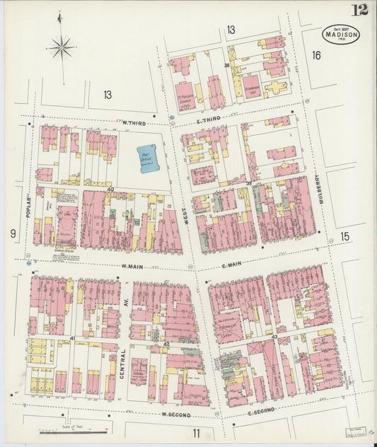 Sanborn Fire Insurance Map from Madison, Jefferson County, Indiana (1897), Sheet #0012 - Historic Sanborn Fire Insurance Map Print, vintage old map wall art, antique decor, genealogy gift, Indiana Indiana map