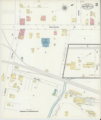 Sanborn Fire Insurance Map from Bridgeville, Allegheny County, Pennsylvania (1907), Sheet #0003 - Complete Map Set gallery image, historic Sanborn map, vintage wall art, Pennsylvania Pennsylvania