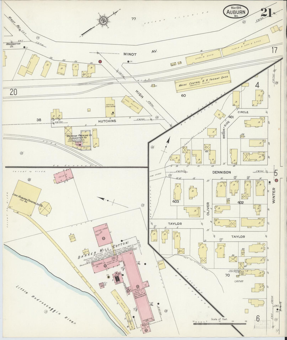 Sanborn Fire Insurance Map from Auburn, Androscoggin County, Maine (1914), Sheet #0021 - Complete Map Set gallery image, historic Sanborn map, vintage wall art, Maine Maine