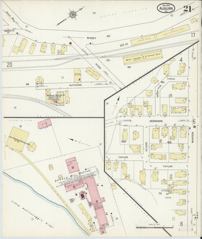 Sanborn Fire Insurance Map from Auburn, Androscoggin County, Maine (1914), Sheet #0021 - Complete Map Set gallery image, historic Sanborn map, vintage wall art, Maine Maine