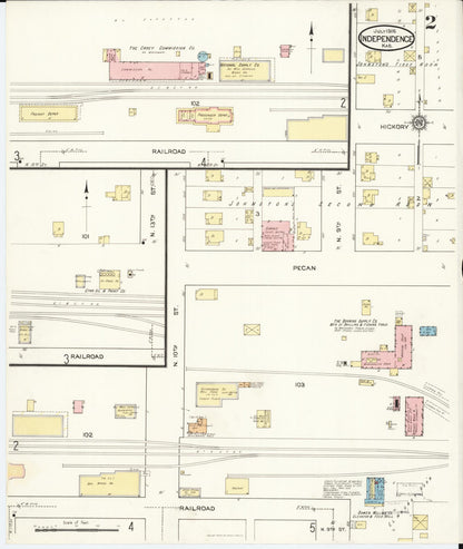 Sanborn Fire Insurance Map from Independence, Montgomery County, Kansas (1916), Sheet #0002 - Complete Map Set gallery image, historic Sanborn map, vintage wall art, Kansas Kansas