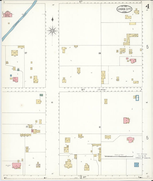 Sanborn Fire Insurance Map from Logan, Cache County, Utah (1900), Sheet #0004 - Historic Sanborn Fire Insurance Map Print, vintage old map wall art, antique decor, genealogy gift, Utah Utah map