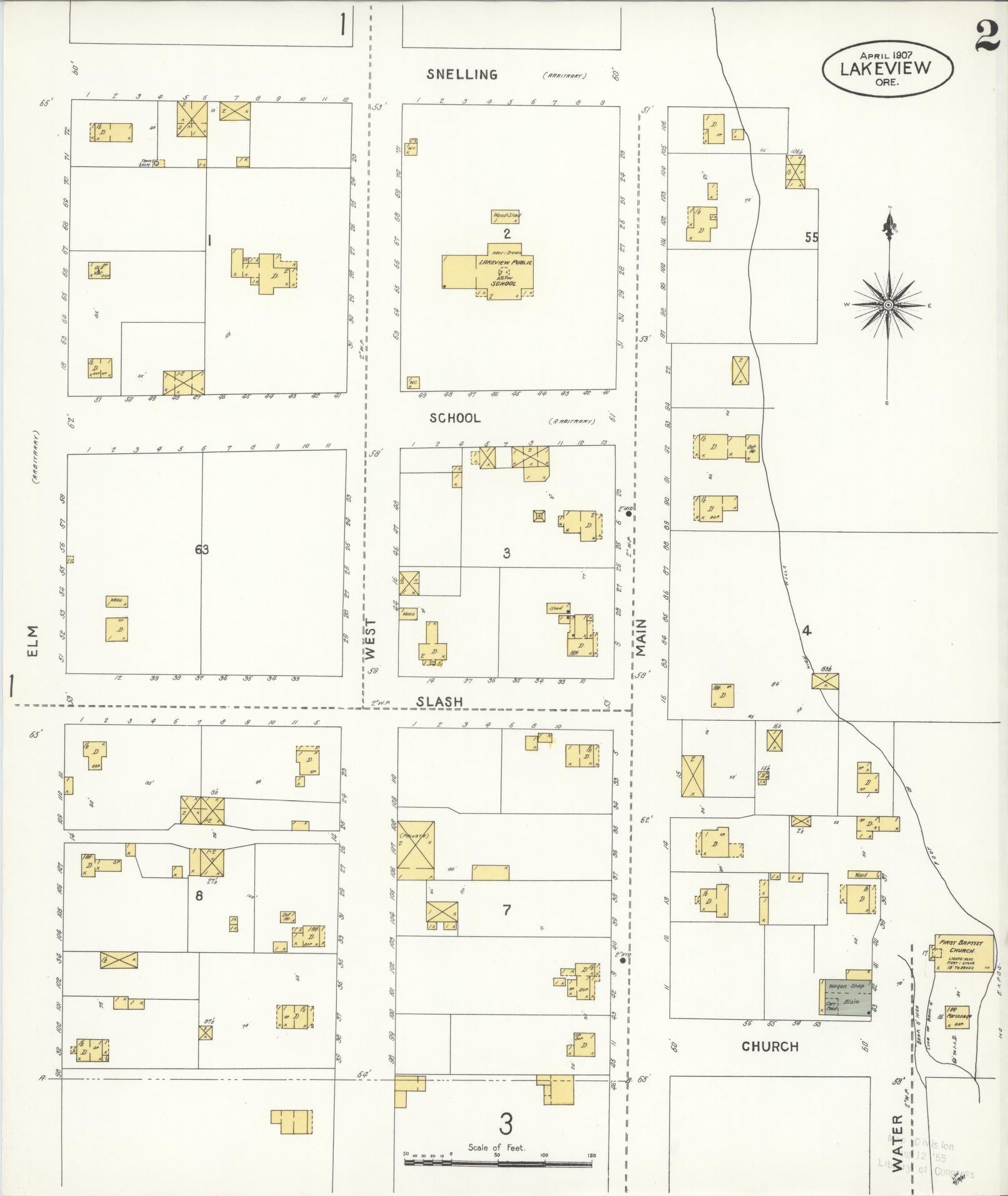 Sanborn Fire Insurance Map from Lakeview, Lake County, Oregon (1907), Sheet #0002 - Complete Map Set gallery image, historic Sanborn map, vintage wall art, Oregon Oregon