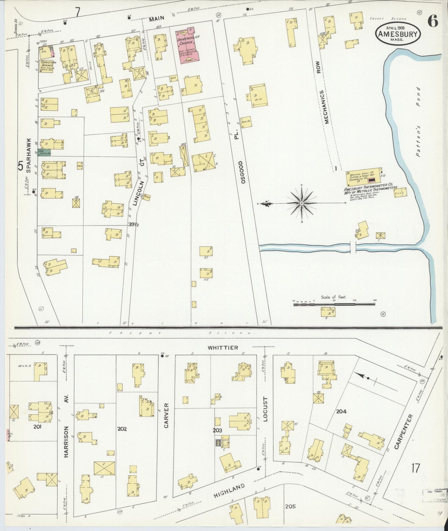 Sanborn Fire Insurance Map from Amesbury, Essex County, Massachusetts (1909), Sheet #0006 - Complete Map Set gallery image, historic Sanborn map, vintage wall art, Massachusetts Massachusetts