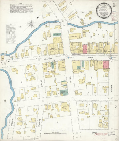Sanborn Fire Insurance Map from Ferndale, Humboldt County, California (1900), Sheet #0001 - Complete Map Set gallery image, historic Sanborn map, vintage wall art, California California