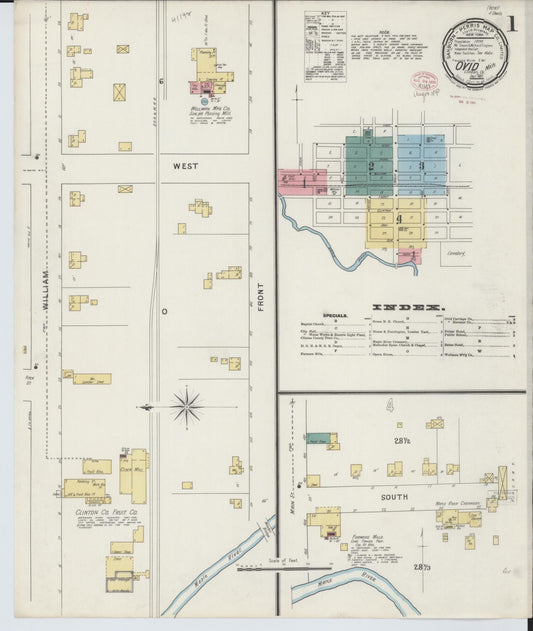 Sanborn Fire Insurance Map from Ovid, Clinton County, Michigan (1895), Sheet #0001 - Complete Map Set gallery image, historic Sanborn map, vintage wall art, Michigan Michigan