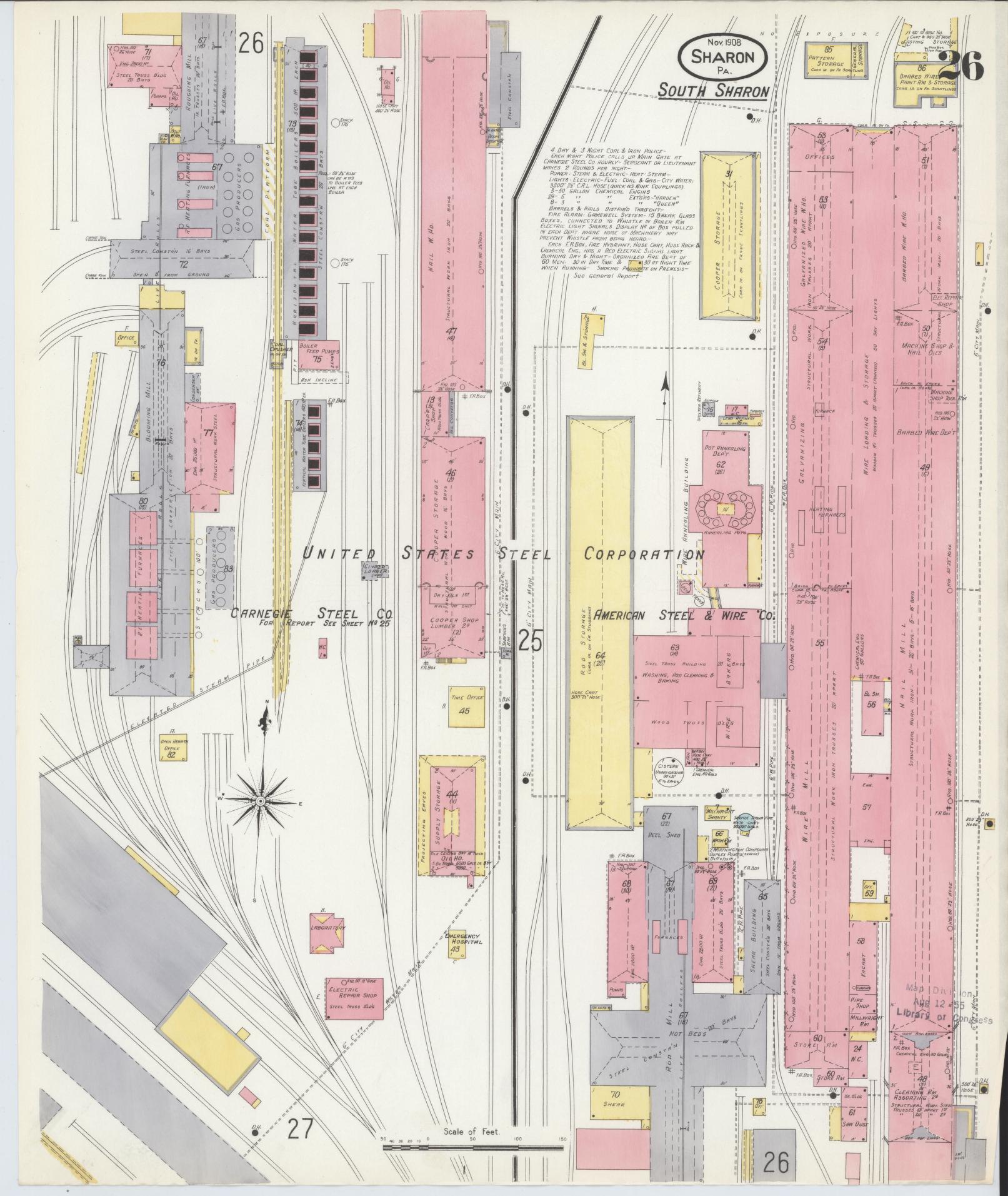 Sanborn Fire Insurance Map from Sharon, Mercer County, Pennsylvania (1908), Sheet #0026 - Complete Map Set gallery image, historic Sanborn map, vintage wall art, Pennsylvania Pennsylvania