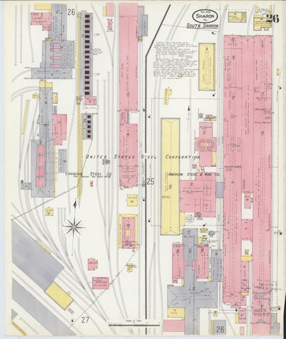Sanborn Fire Insurance Map from Sharon, Mercer County, Pennsylvania (1908), Sheet #0026 - Complete Map Set gallery image, historic Sanborn map, vintage wall art, Pennsylvania Pennsylvania