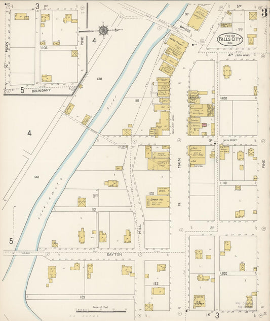 Sanborn Fire Insurance Map from Falls City, Polk County, Oregon (1913), Sheet #0003 - Historic Sanborn Fire Insurance Map Print, vintage old map wall art, antique decor, genealogy gift, Oregon Oregon map