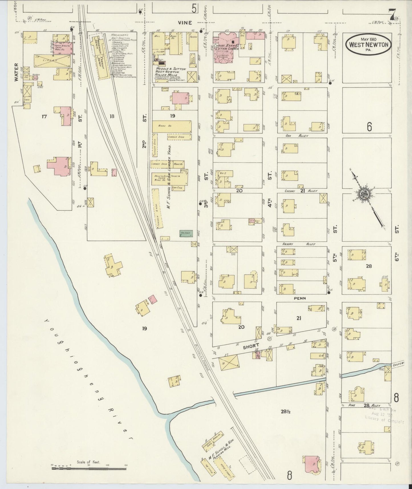 Sanborn Fire Insurance Map from West Newton, Westmoreland County, Pennsylvania (1910), Sheet #0007 - Complete Map Set gallery image, historic Sanborn map, vintage wall art, Pennsylvania Pennsylvania