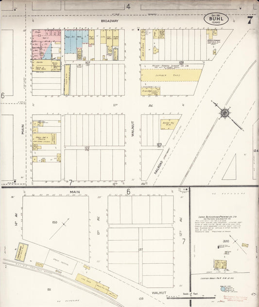 Sanborn Fire Insurance Map from Buhl, Twin Falls County, Idaho (1911), Sheet #0007 - Historic Sanborn Fire Insurance Map Print, vintage old map wall art, antique decor, genealogy gift, Falls Idaho map