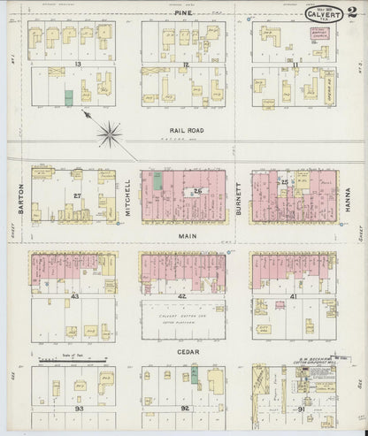 Sanborn Fire Insurance Map from Calvert, Robertson County, Texas (1891), Sheet #0002 - Complete Map Set gallery image, historic Sanborn map, vintage wall art, Texas Texas