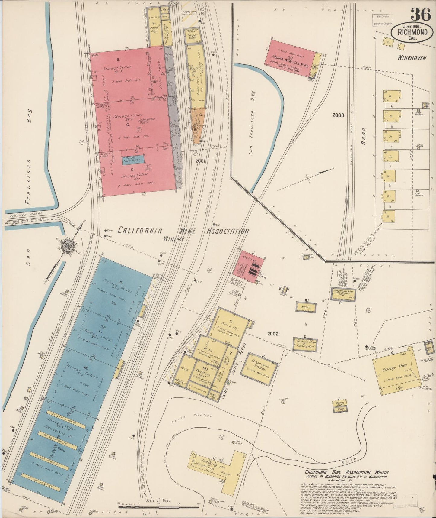 Sanborn Fire Insurance Map from Richmond, Contra Costa County, California (1916), Sheet #0036 - Complete Map Set gallery image, historic Sanborn map, vintage wall art, California California