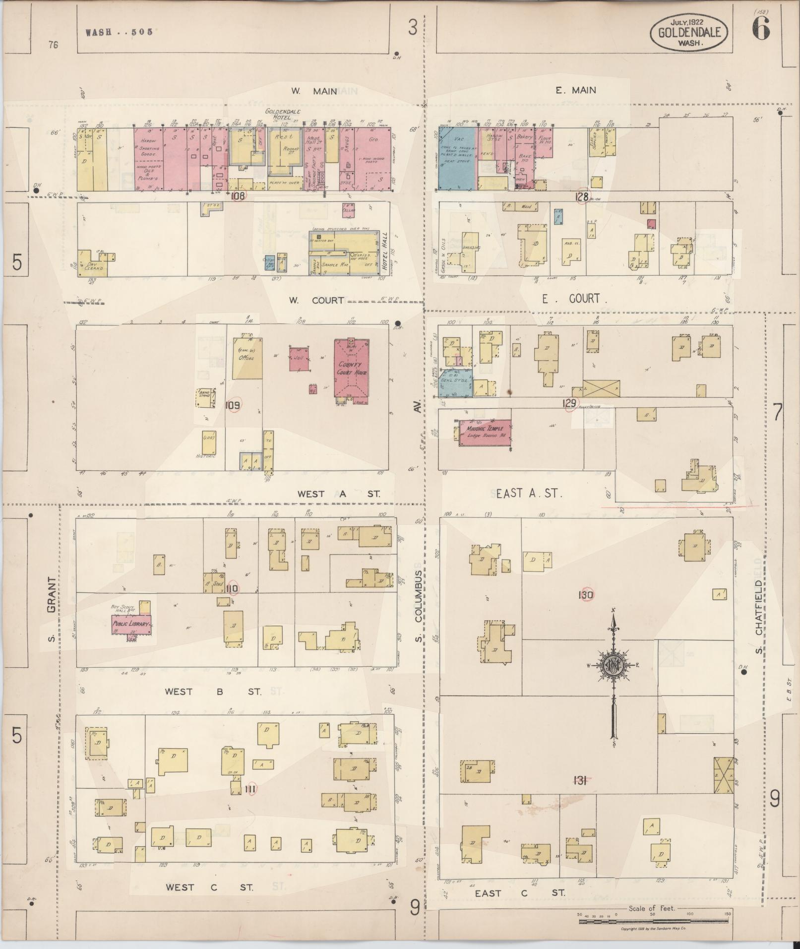 Sanborn Fire Insurance Map from Goldendale, Klickitat County, Washington (1941), Sheet #0006 - Complete Map Set gallery image, historic Sanborn map, vintage wall art, Washington Washington