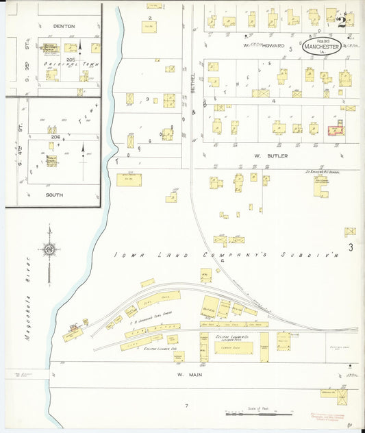 Sanborn Fire Insurance Map from Manchester, Delaware County, Iowa (1913), Sheet #0002 - Historic Sanborn Fire Insurance Map Print, vintage old map wall art, antique decor, genealogy gift, Manchester Delaware map