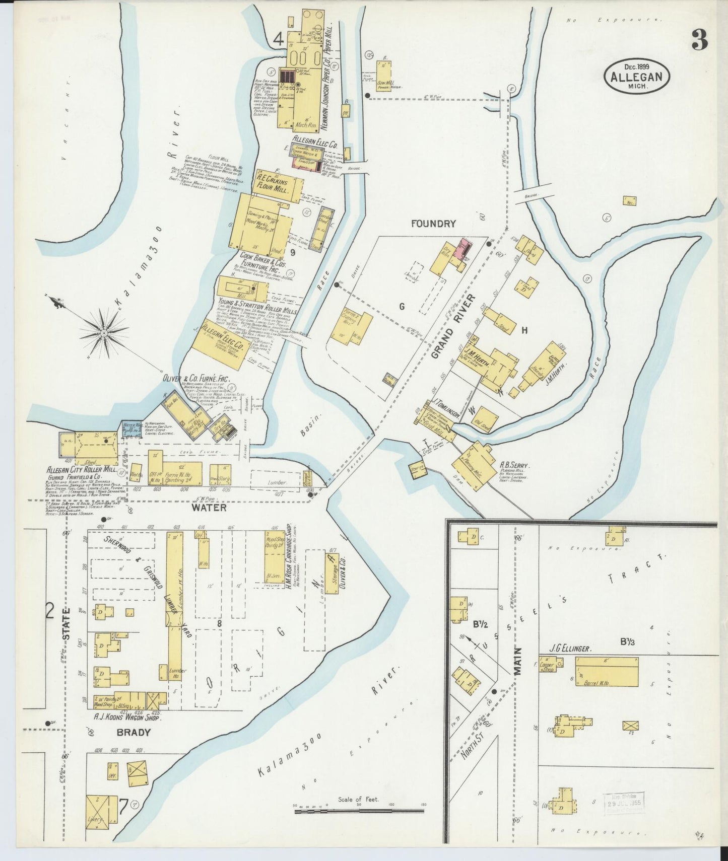 Sanborn Fire Insurance Map from Allegan, Allegan County, Michigan (1899), Sheet #0003 - Complete Map Set gallery image, historic Sanborn map, vintage wall art, Michigan Michigan