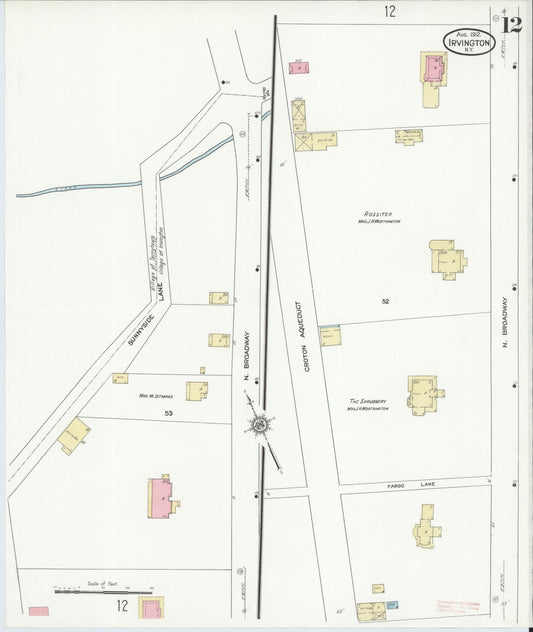 Sanborn Fire Insurance Map from Irvington, Westchester County, New York (1912), Sheet #0012 - Historic Sanborn Fire Insurance Map Print, vintage old map wall art, antique decor, genealogy gift, New York New York map