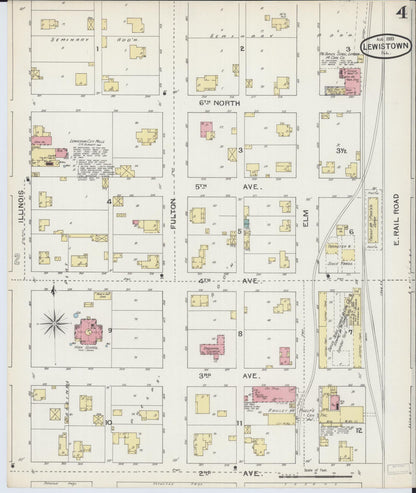 Sanborn Fire Insurance Map from Lewistown, Fulton County, Illinois (1893), Sheet #0004 - Complete Map Set gallery image, historic Sanborn map, vintage wall art, Illinois Illinois