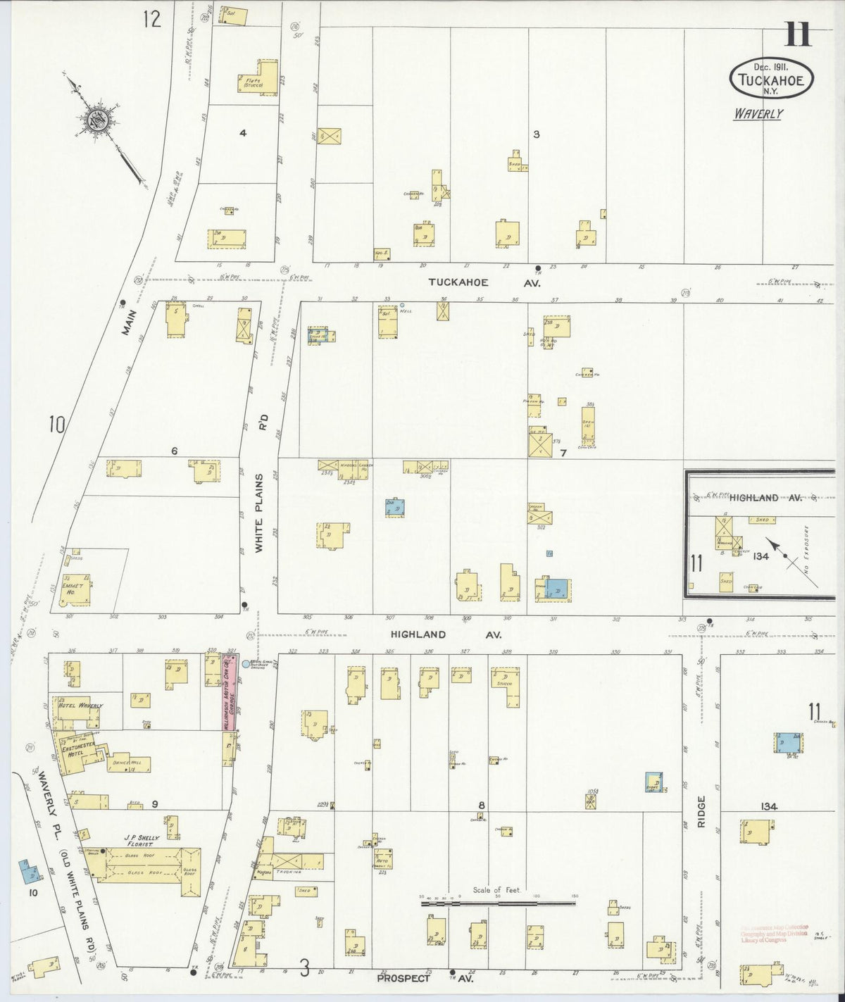 Sanborn Fire Insurance Map from Tuckahoe, Westchester County, New York (1911), Sheet #0011 - Historic Sanborn Fire Insurance Map Print, vintage old map wall art, antique decor, genealogy gift, New York New York map