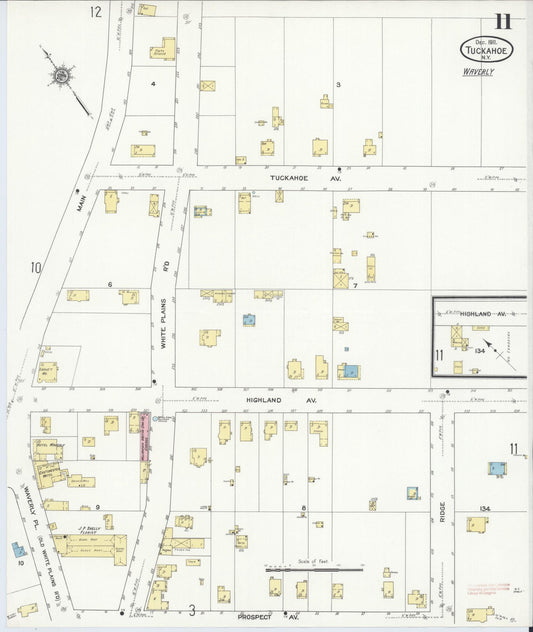 Sanborn Fire Insurance Map from Tuckahoe, Westchester County, New York (1911), Sheet #0011 - Historic Sanborn Fire Insurance Map Print, vintage old map wall art, antique decor, genealogy gift, New York New York map