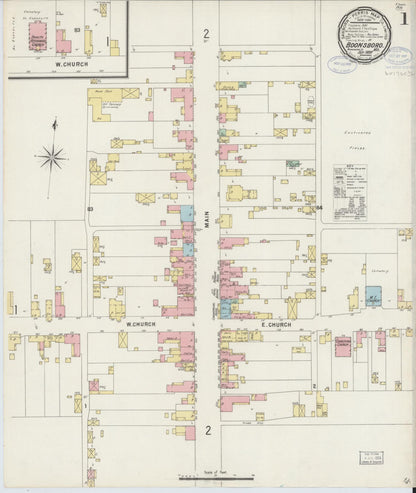 Sanborn Fire Insurance Map from Boonsboro, Washington County, Maryland (1897), Sheet #0001 - Complete Map Set gallery image, historic Sanborn map, vintage wall art, Maryland Maryland