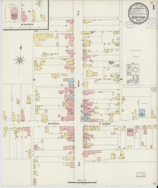 Sanborn Fire Insurance Map from Boonsboro, Washington County, Maryland (1897), Sheet #0001 - Complete Map Set gallery image, historic Sanborn map, vintage wall art, Maryland Maryland