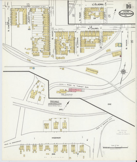 Sanborn Fire Insurance Map from Shenandoah, Schuylkill County, Pennsylvania (1921), Sheet #0016 - Historic Sanborn Fire Insurance Map Print, vintage old map wall art, antique decor, genealogy gift, Pennsylvania Pennsylvania map