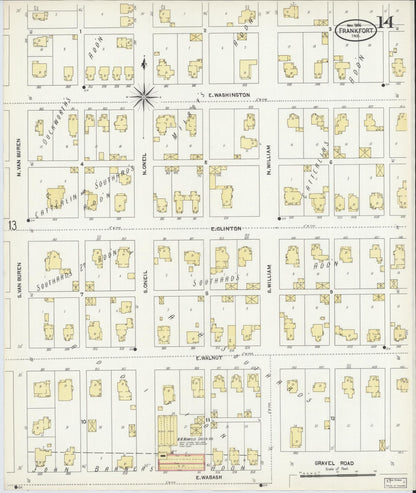 Sanborn Fire Insurance Map from Frankfort, Clinton County, Indiana (1906), Sheet #0014 - Complete Map Set gallery image, historic Sanborn map, vintage wall art, Indiana Indiana
