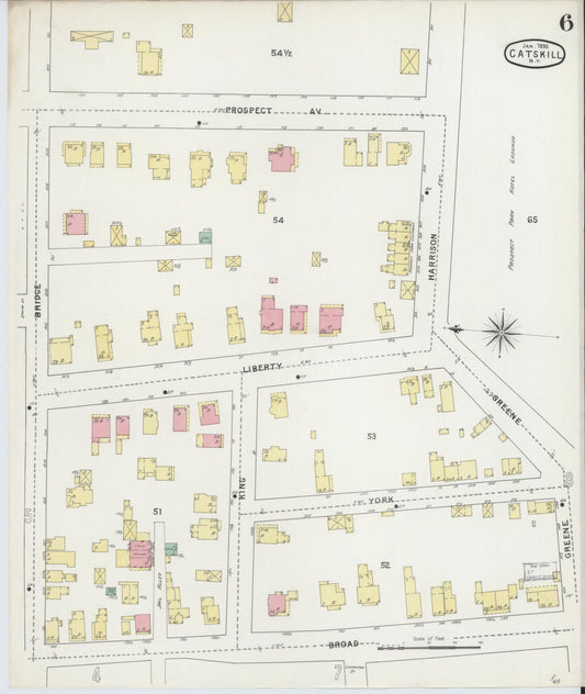 Sanborn Fire Insurance Map from Catskill, Greene County, New York (1895), Sheet #0006 - Historic Sanborn Fire Insurance Map Print, vintage old map wall art, antique decor, genealogy gift, New York New York map