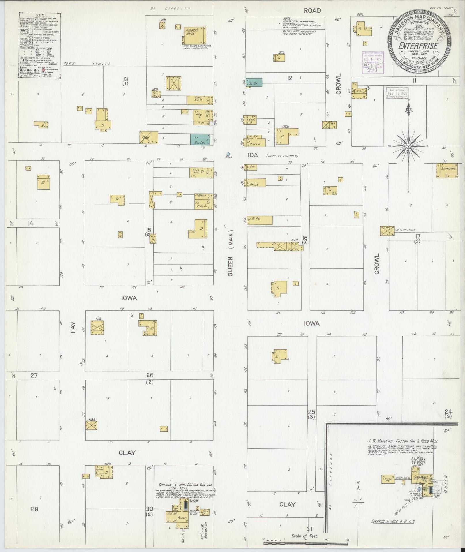 Sanborn Fire Insurance Map from Enterprise, Haskell County, Oklahoma (1904), Sheet #0001 - Historic Sanborn Fire Insurance Map Print, vintage old map wall art, antique decor, genealogy gift, Oklahoma Oklahoma map