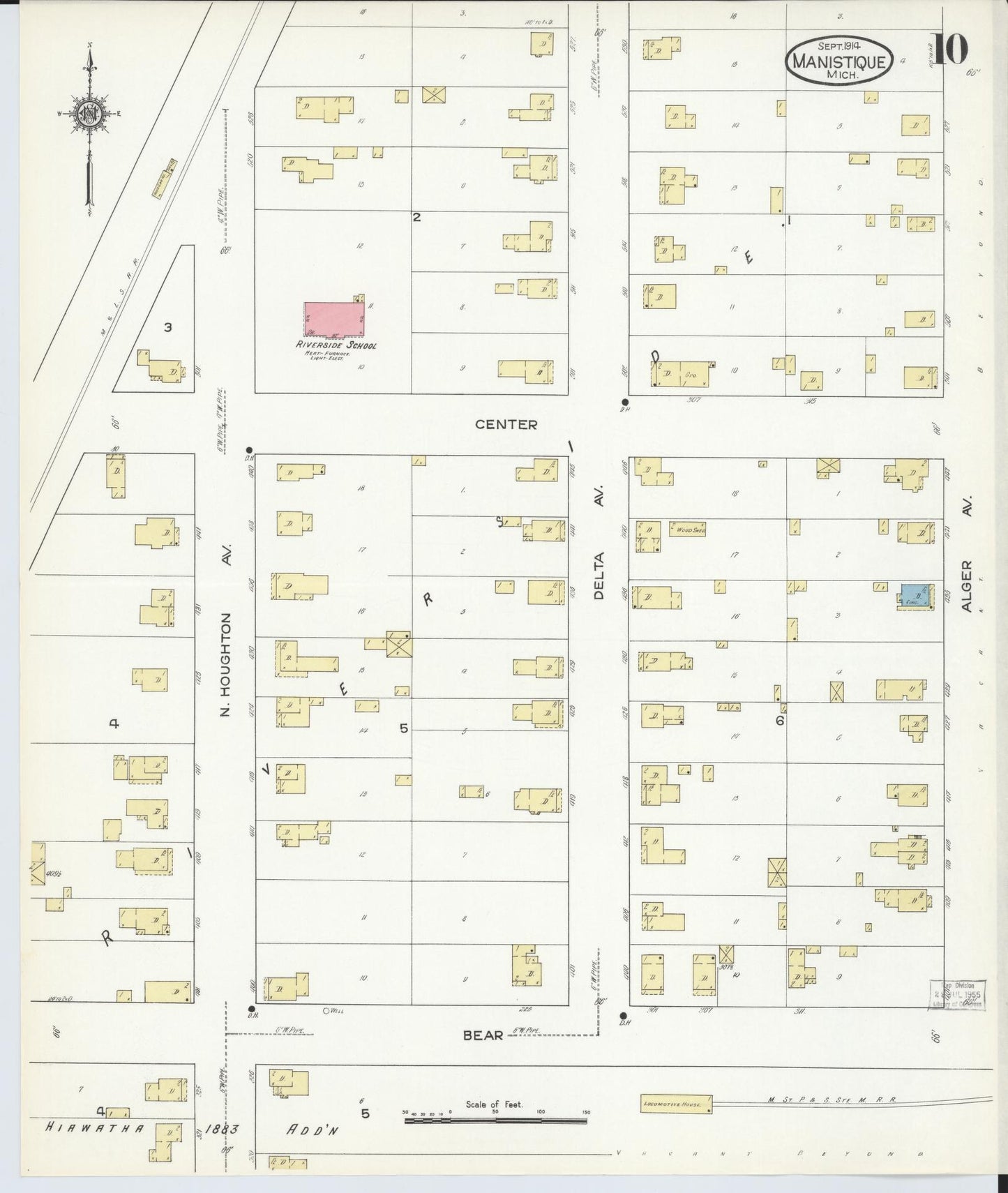 Sanborn Fire Insurance Map from Manistique, Schoolcraft County, Michigan (1914), Sheet #0010 - Complete Map Set gallery image, historic Sanborn map, vintage wall art, Michigan Michigan