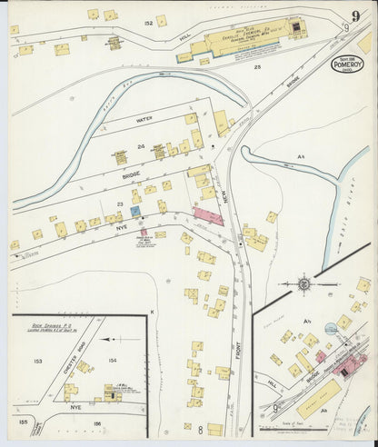 Sanborn Fire Insurance Map from Pomeroy, Meigs County, Ohio (1916), Sheet #0009 - Complete Map Set gallery image, historic Sanborn map, vintage wall art, Ohio Ohio