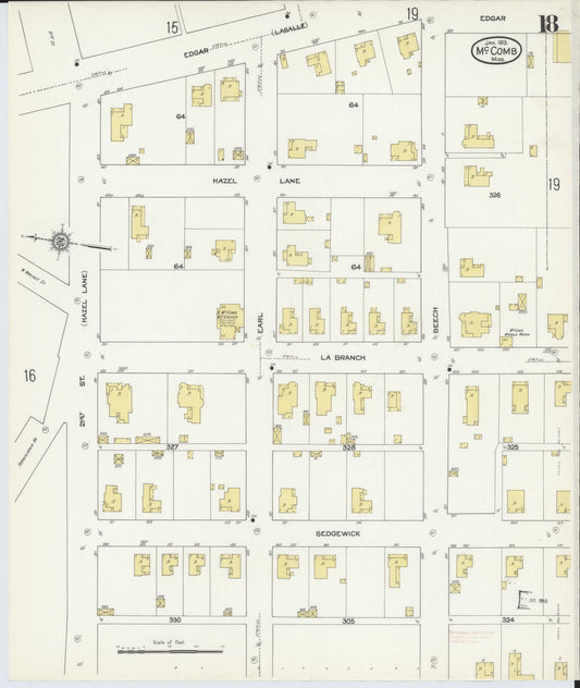 Sanborn Fire Insurance Map from McComb, Pike County, Mississippi (1913), Sheet #0018 - Historic Sanborn Fire Insurance Map Print, vintage old map wall art, antique decor, genealogy gift, Mississippi Mississippi map
