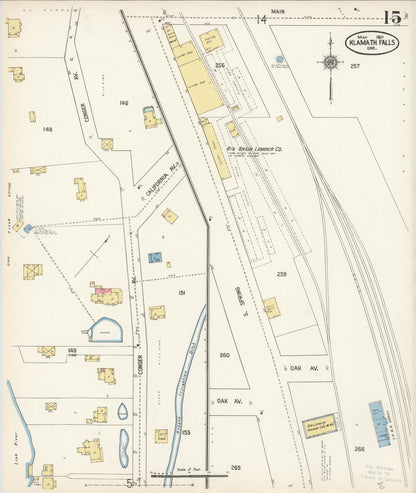 Sanborn Fire Insurance Map from Klamath Falls, Klamath County, Oregon (1911), Sheet #0015 - Complete Map Set gallery image, historic Sanborn map, vintage wall art, Oregon Oregon